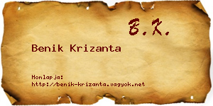 Benik Krizanta névjegykártya